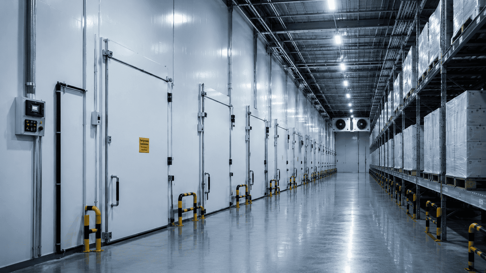 Thermodyne cold storage facility corridor